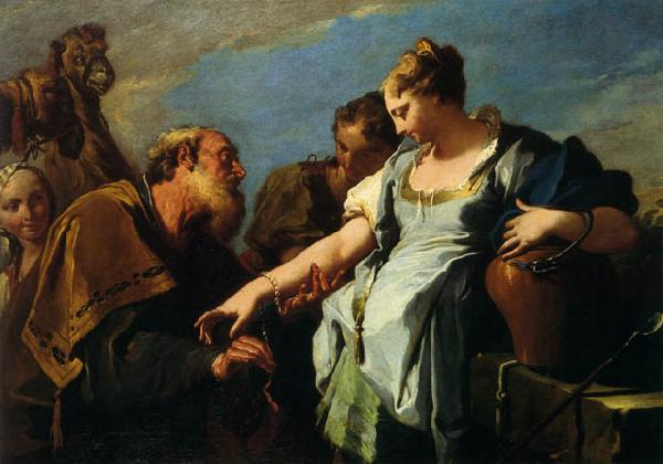 Giambattista Pittoni Eliezer and Rebecca oil painting image